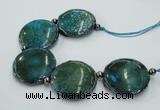 CNG2194 7.5 inches 35mm flat round agate beads with brass setting