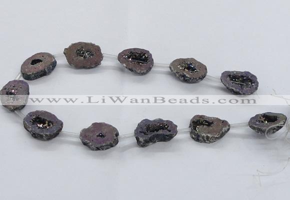 CNG2485 15.5 inches 15*20mm - 20*25mm freeform plated druzy agate beads