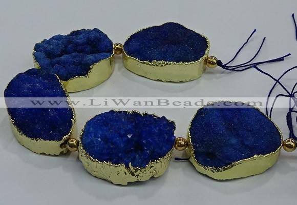 CNG2564 7.5 inches 25*35mm - 30*40mm freeform druzy agate beads