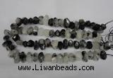 CNG2716 10*14mm - 13*18mm faceted nuggets black rutilated quartz beads