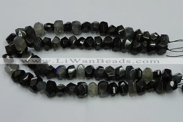 CNG2718 10*14mm - 13*18mm faceted nuggets black rabbit hair beads