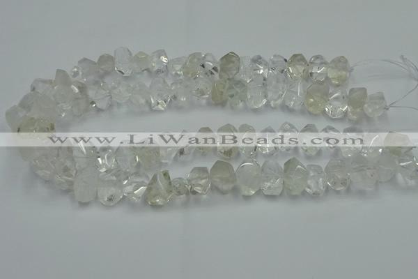 CNG2823 10*14mm - 13*18mm faceted nuggets white crystal beads