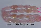 CNG2839 20*30mm - 22*35mm twisted & faceted freeform rose quartz beads