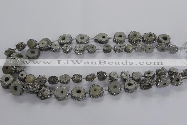 CNG2935 15.5 inches 8*10mm - 15*18mm freeform plated druzy agate beads