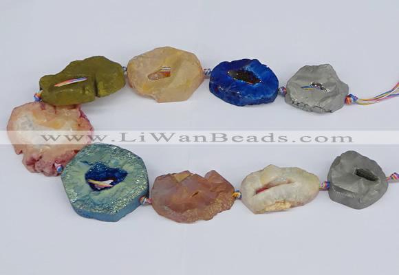 CNG3096 15.5 inches 25*30mm - 35*50mm freeform plated druzy agate beads