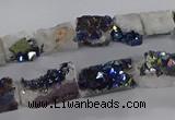 CNG3158 15.5 inche 8*15mm - 11*20mm freeform plated druzy agate beads