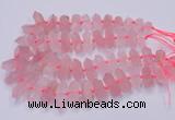 CNG3201 10*25mm - 12*45mm faceted nuggets rose quartz beads