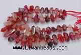 CNG3204 10*25mm - 12*45mm faceted nuggets pink quartz beads