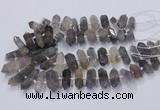 CNG3206 15.5 inches 10*25mm - 12*45mm faceted nuggets cloudy quartz beads