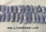 CNG3212 10*25mm - 12*45mm faceted nuggets blue lace agate beads