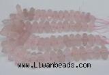 CNG3216 10*25mm - 12*50mm faceted nuggets rose quartz beads