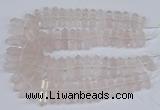 CNG3217 10*25mm - 12*50mm faceted nuggets rose quartz beads