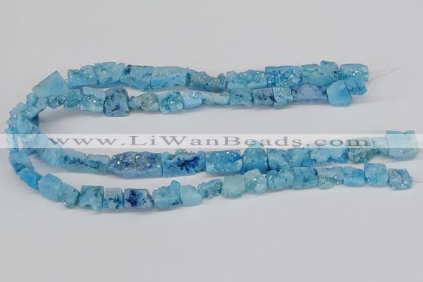 CNG3253 15.5 inches 8*15mm - 11*20mm freeform plated druzy agate beads