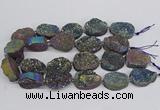 CNG3276 22*30mm - 30*40mm freeform plated druzy agate beads