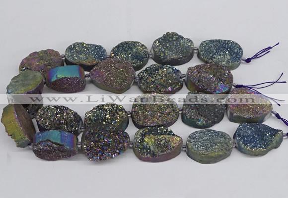 CNG3276 22*30mm - 30*40mm freeform plated druzy agate beads