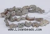 CNG3373 20*30mm - 30*45mm freeform plated druzy agate beads