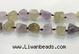 CNG3575 18*20mm - 25*30mm nuggets rough amethyst & lemon quartz beads