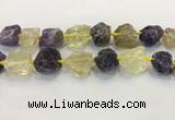 CNG3576 18*20mm - 25*30mm nuggets rough amethyst & lemon quartz beads