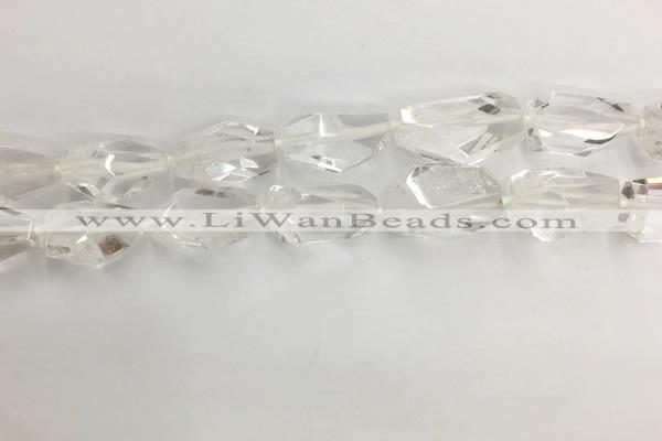 CNG3593 15*25mm - 20*35mm faceted nuggets white crystal beads