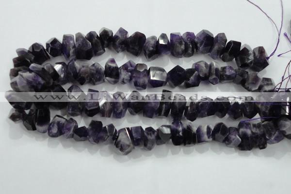 CNG367 15.5 inches 10*20mm faceted nuggets amethyst beads