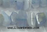 CNG368 15.5 inches 10*20mm faceted nuggets blue chalcedony beads