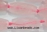 CNG374 15.5 inches 15*35mm faceted nuggets rose quartz beads