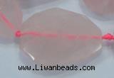 CNG481 15.5 inches 30*40mm twisted & faceted nuggets rose quartz beads