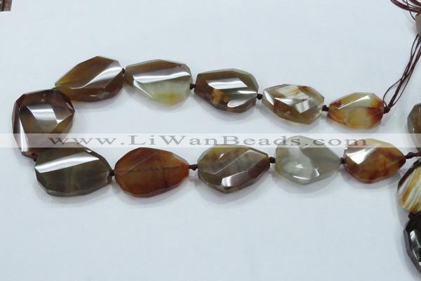 CNG488 20*25mm – 30*42mm twisted & faceted nuggets agate beads