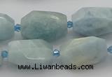 CNG5228 15.5 inches 12*16mm - 15*25mm faceted nuggets aquamarine beads