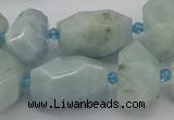 CNG5230 15.5 inches 12*16mm - 15*25mm faceted nuggets aquamarine beads