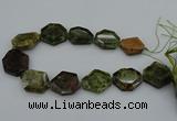 CNG5314 15.5 inches 20*30mm - 35*45mm freeform green garnet beads