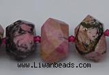 CNG5326 15.5 inches 12*16mm - 15*20mm faceted nuggets rhodonite beads