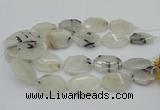 CNG5376 20*30mm - 35*45mm faceted freeform black rutilated quartz beads