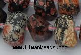 CNG5415 12*16mm - 15*20mm faceted nuggets red snowflake obsidian beads