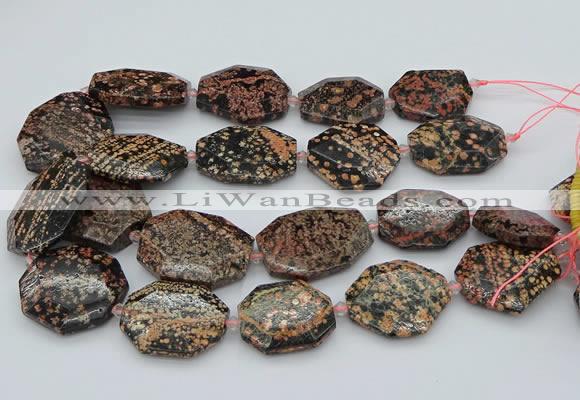 CNG5417 20*30mm - 35*45mm faceted freeform red snowflake obsidian beads