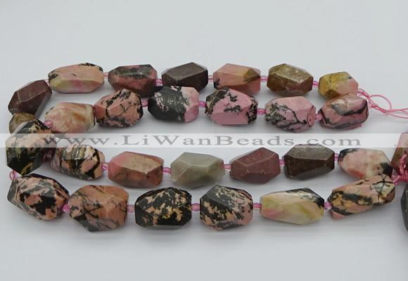 CNG5421 15.5 inches 12*16mm - 15*25mm faceted nuggets rhodonite beads