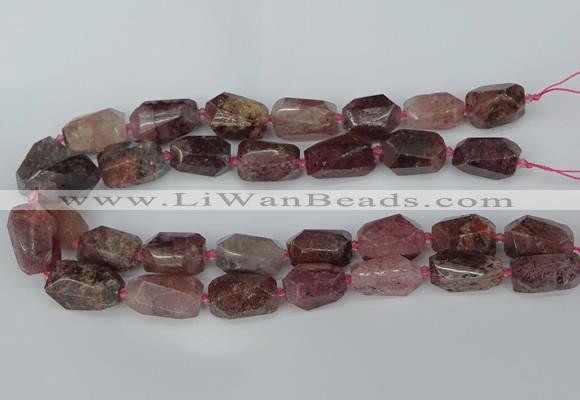 CNG5442 12*16mm - 15*25mm faceted nuggets strawberry quartz beads