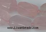 CNG5444 12*16mm - 15*25mm faceted nuggets rose quartz beads