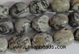 CNG557 15.5 inches 10*14mm nuggets grey picture jasper beads