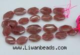 CNG5594 20*25mm - 25*35mm faceted freeform strawberry quartz beads