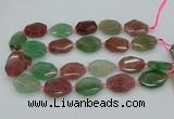 CNG5596 20*25mm - 25*35mm faceted freeform mixed strawberry quartz beads