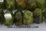 CNG5625 15.5 inches 10*14mm - 13*18mm faceted nuggets green garnet beads