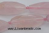 CNG5631 15.5 inches 15*35mm - 18*40mm faceted rice rose quartz beads