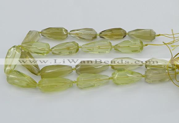 CNG5648 15*35mm - 18*45mm faceted teardrop lemon quartz beads