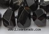 CNG5734 12*16mm - 15*20mm faceted nuggets ice black obsidian beads