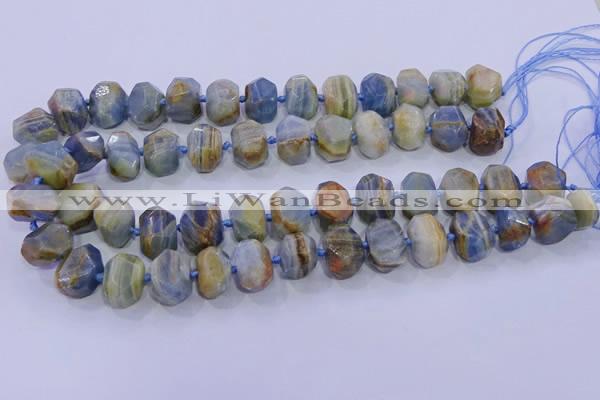 CNG5797 12*16mm - 13*18mm faceted nuggets blue calcite beads