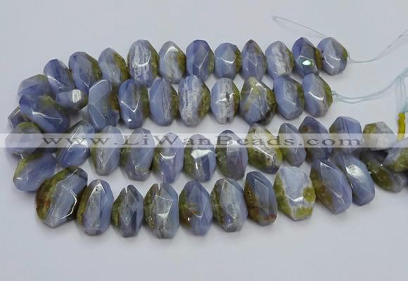 CNG5802 15*20mm - 22*28mm faceted freeform blue lace agate beads