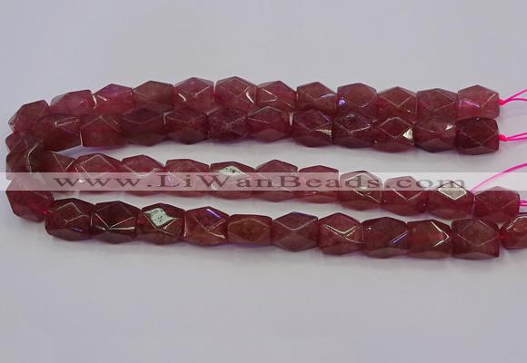 CNG5846 15.5 inches 14*15mm faceted nuggets strawberry quartz beads