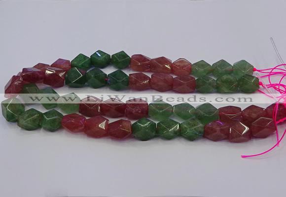 CNG5851 14*15mm faceted nuggets mixed strawberry quartz beads