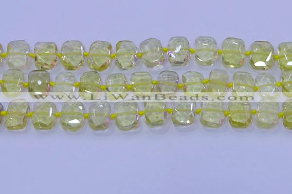 CNG5882 15.5 inches 10*14mm - 12*16mm faceted freeform lemon quartz beads